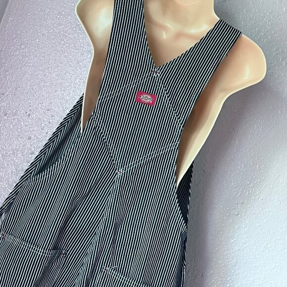 Dickies Bib Overalls Mens Sz 32X32 Blue White Striped Strret Engineer Workwear - Picture 5 of 9